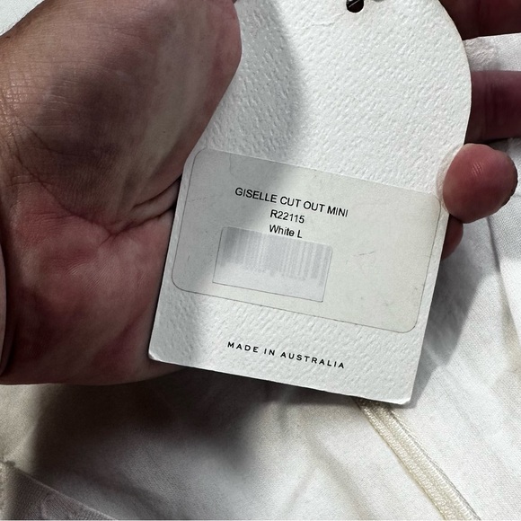 Rumer White Giselle Semi Sheer Cotton Jacquard Cut Out V-Neck Mini Dress NWT L - Picture 10 of 16